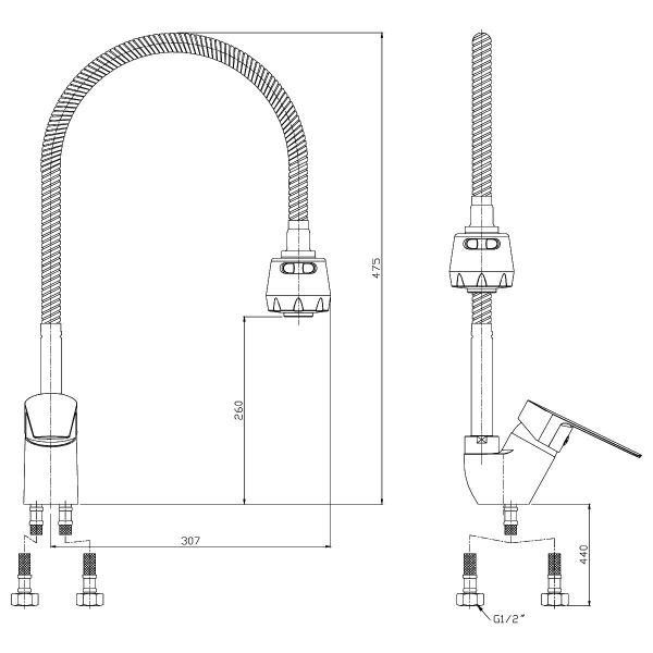 Смеситель для кухонной мойки Rossinka S35-26 Хром